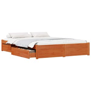 vidaXL Cadre de lit Cire marron 120 x 200 cm Bois de Pin Massif