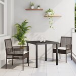 vidaXL Ensemble de Salle à Manger de Jardin 3 pièces avec coussins en poly rattan marron