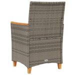 vidaXL Chaises de jardin coussins lot de 2 gris résine tressée et bois