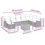 vidaXL Ensemble de canapé de jardin avec coussin 9 Pièces Noir Poly rotin