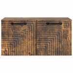 vidaXL Meuble TV mural Chêne fumé 59 5 x 31 x 30 cm Bois d'ingénierie
