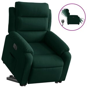 vidaXL Fauteuil inclinable électrique vert foncé velours