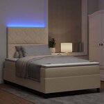 vidaXL Lit à ressorts avec matelas avec LED Crème 120 x 190 cm tissu