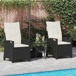 vidaXL Chaise de jardin 2 Pièces Noir et Crème 56 x 60 x 112 cm