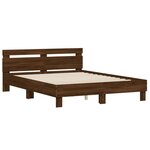 vidaXL Cadre de lit avec tête de lit et LED chêne marron 140x190 cm