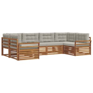 vidaXL Ensemble de canapés d'extérieur 6 pc Gris Naturel et Clair