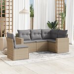 vidaXL Salon de jardin avec coussins 5 Pièces beige résine tressée