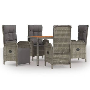 vidaXL Ensemble à manger de jardin 5 Pièces coussins gris résine tressée