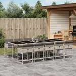 vidaXL Ensemble à manger de jardin 11Pièces avec coussins gris poly rotin