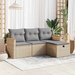 vidaXL Salon de jardin avec coussins 4 Pièces beige résine tressée