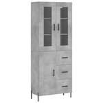 vidaXL Buffet haut Gris béton 69 5x34x180 cm Bois d'ingénierie