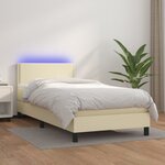 vidaXL Sommier tapissier et matelas et LED Crème 100x200 cm Similicuir