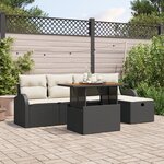 vidaXL Ensemble canapé jardin 6 pièces avec coussins noir poly rattan
