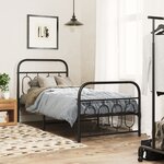 vidaXL Cadre de lit métal sans matelas avec pied de lit noir 90x200 cm