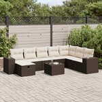vidaXL Salon de jardin avec coussins 9 Pièces marron résine tressée