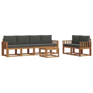 vidaXL Ensemble de canapés d'extérieur 7 Pièces Naturel et Anthracite