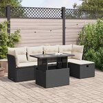 vidaXL Salon de jardin 6 Pièces avec coussins noir résine tressée