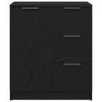 vidaXL Buffet avec tiroir Chêne noir 60 x 30 x 70 cm Bois d'ingénierie