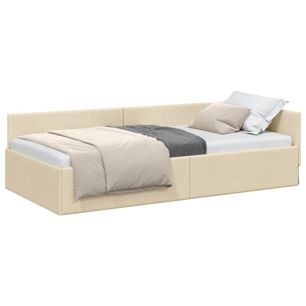vidaXL Cadre de lit d'angle Crème 90 cm x 200 cm Velours