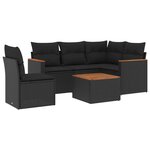 vidaXL Salon de jardin 6 Pièces avec coussins noir résine tressée