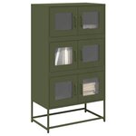 vidaXL Buffet haut vert olive 68x39x123 cm acier