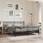 vidaXL Cadre de lit métal sans matelas avec pied de lit noir 180x200cm