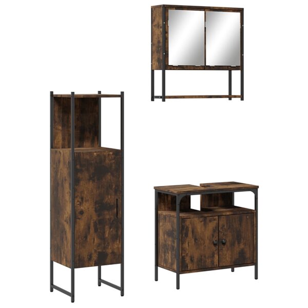 vidaXL Ensemble de meubles de salle de bain 3 Pièces Chêne fumé