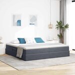 vidaXL Lit avec rangement et matelas Gris foncé 200 x 200 cm Velours