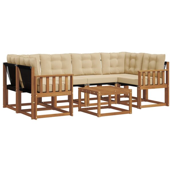 vidaXL Ensemble de canapés d'extérieur 7 pc Naturel et Beige