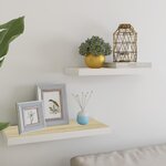vidaXL Étagères flottantes 2 Pièces chêne et blanc 60x23 5x3 8 cm MDF