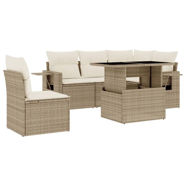 vidaXL Salon de jardin avec coussins 6 Pièces beige résine tressée