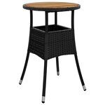 vidaXL Ensemble de Salle à Manger de Jardin de 3 Pièces Noir Poly Rattan