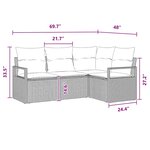 vidaXL Ensemble de canapé de jardin avec coussin 4 Pièces Marron et rouge
