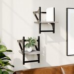 vidaXL Étagères murales avec barres 2 Pièces sonoma gris 20x25x30 cm