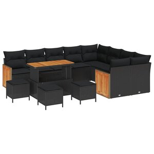 vidaXL Ensemble de canapé de jardin 13 Pièces Noir polyrotin