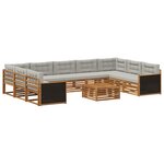 vidaXL Ensemble de canapés d'extérieur 10 pc Naturel et gris clair