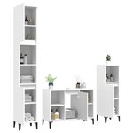 vidaXL Ensemble de meubles salle de bain 3 Pièces blanc bois d'ingénierie