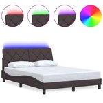 vidaXL Cadre de lit avec LED sans matelas marron foncé 140x190cm tissu