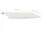 vidaXL Auvent manuel rétractable avec LED 450x350 cm Crème