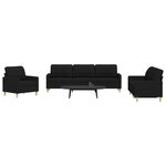 vidaXL Ensemble de canapés 3 Pièces noir tissu