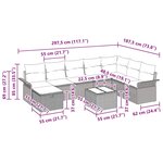 vidaXL Ensemble de canapé de jardin avec coussin 9 Pièces Noir et crème