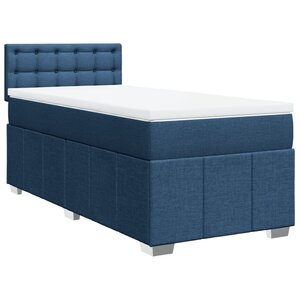 vidaXL Sommier à lattes de lit avec matelas Bleu 90x200 cm Tissu
