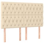vidaXL Sommier à lattes de lit et matelas et LED Crème 140x190cm Tissu