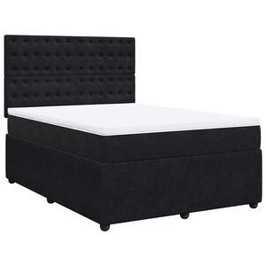vidaXL Sommier à lattes de lit et matelas Noir 160x200 cm Velours