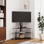 vidaXL Meuble TV d'angle 3 niveaux pour 32-70 pouces noir et argenté