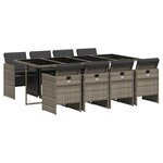 vidaXL Ensemble à manger de jardin 9 Pièces coussins gris résine tressée