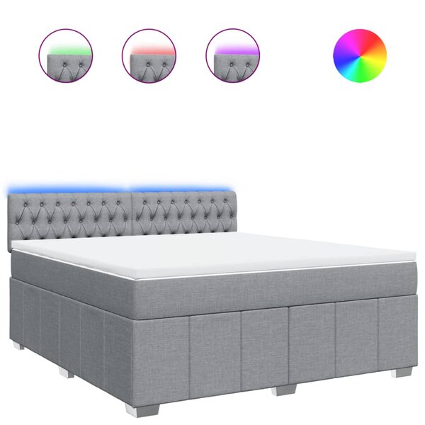 vidaXL Sommier à lattes de lit avec matelas Gris clair 180x200cm Tissu