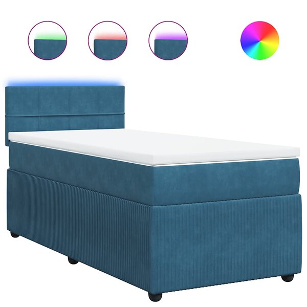 vidaXL Sommier à lattes de lit avec matelas bleu 80x200 cm velours