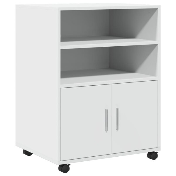vidaXL Armoire à roulettes blanc 60x48x81 cm bois d’ingénierie