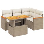 vidaXL Salon de jardin avec coussins 5 Pièces beige résine tressée